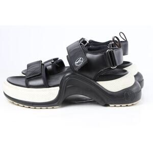Louis Vuitton Sandals Archlight Monogram Strappy Black Leather Size 37.5